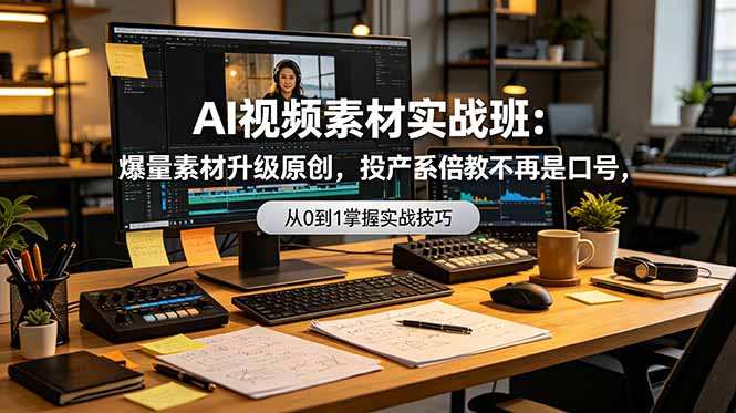AI视频素材实战班：爆量素材升级原创，投产翻倍不再是口号，0-1系统教学实战落地-Ai创业网
