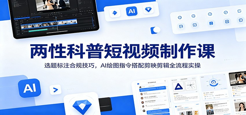 两性科普短视频制作课：选题标注合规技巧，AI绘图指令搭配剪映剪辑全流程实操-Ai创业网