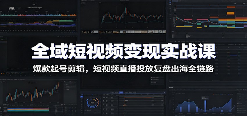 全域短视频变现实战课：爆款起号剪辑，短视频直播投放复盘出海全链路-Ai创业网