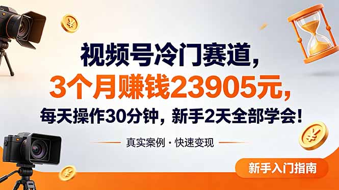 视频号冷门赛道，3个月变现23905元，新手2天学会 每天操作30分钟！-Ai创业网
