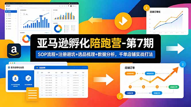 亚马逊孵化陪跑营-第7期：SOP流程+注册避坑+选品梳理+数据分析，千单店铺实战打法(更新0625-Ai创业网