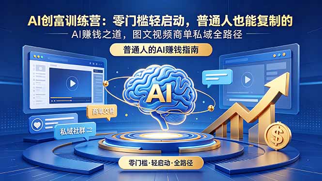 AI创富训练营：零门槛轻启动，普通人也能复制的AI赚钱之道，图文视频商单私域全路径-Ai创业网