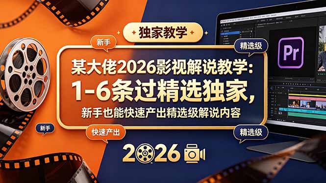 某大佬2026影视解说教学：1-6条过精选独家，新手也能快速产出精选级解说内容-Ai创业网
