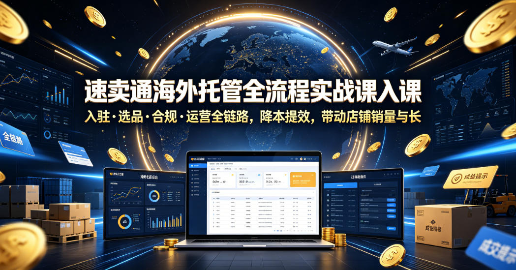 速卖通海外托管全流程实战课入驻・选品・合规・运营全链路，降本提效，带动店铺销量与收益增长-Ai创业网