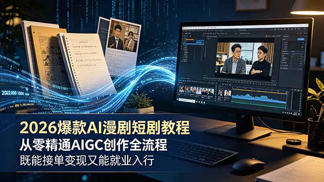 2026 爆款 AI 漫剧短剧教程 从零精通 AIGC 创作全流程 既能接单变现又能就业入行-Ai创业网