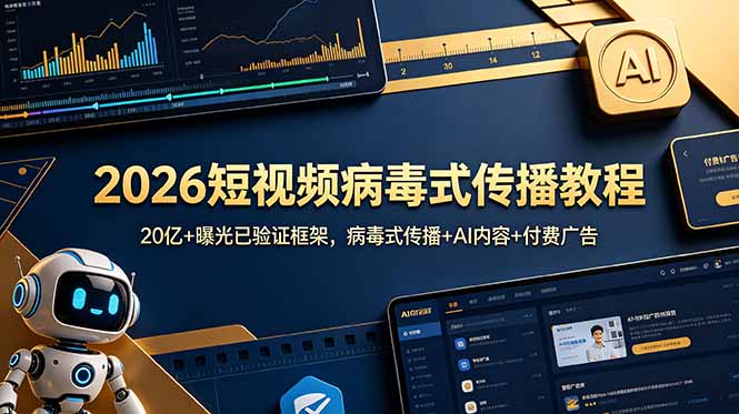 2026短视频病毒式传播教程：20亿+曝光已验证框架，病毒式传播+AI内容+付费广告-Ai创业网