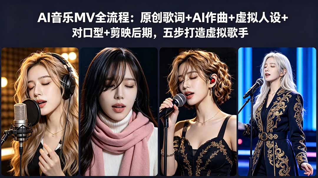 AI音乐MV全流程：原创歌词+AI作曲+虚拟人设+对口型+剪映后期，五步打造虚拟歌手-Ai创业网