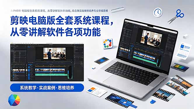 剪映电脑版全套系统课程，从零讲解软件各项功能，结合海量实战案例培养专业剪辑思维-Ai创业网