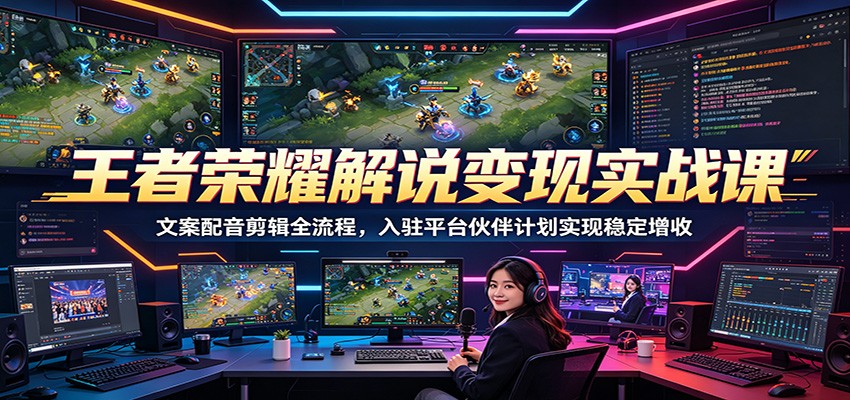 王者荣耀解说变现实战课：文案配音剪辑全流程，入驻平台伙伴计划实现稳定增收-Ai创业网