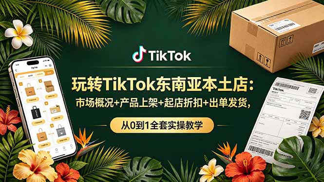 玩转TikTok东南亚本土店：市场概况+产品上架+起店折扣+出单发货，从0到1全套实操教学-Ai创业网