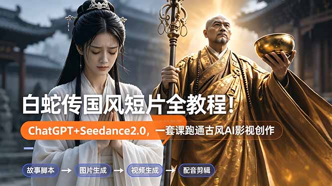 白蛇传-国风短片全教程！ChatGPT+Seedance2.0，一套课跑通古风AI影视创作-Ai创业网