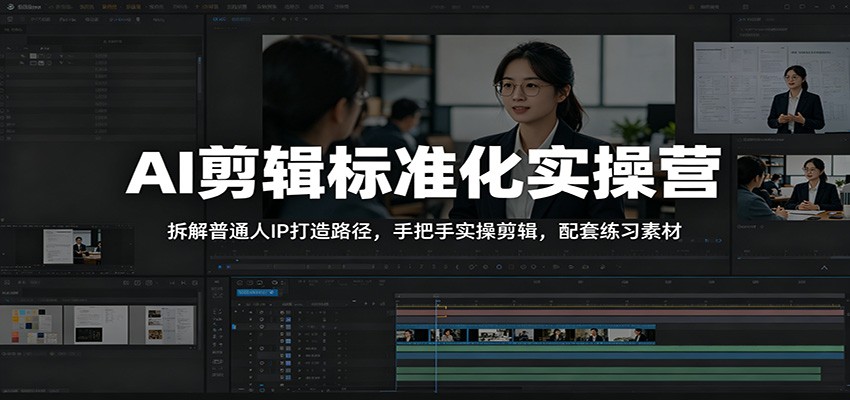 AI剪辑标准化实操营：拆解普通人IP打造路径，手把手实操剪辑，配套练习素材-Ai创业网