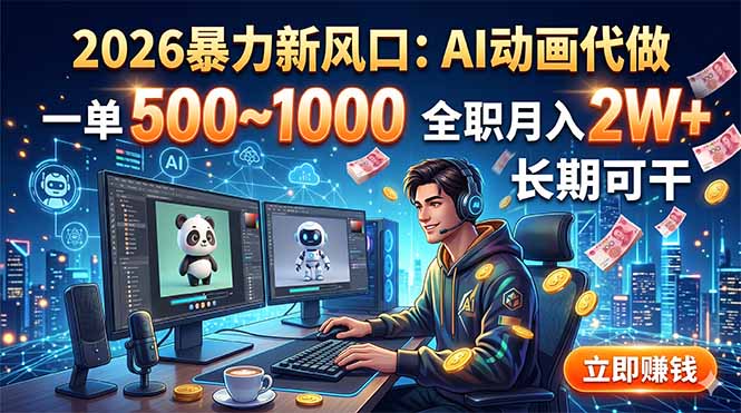 2026暴力新风口：AI动画代做，一单500~1000，全职月入2W+，长期可干-Ai创业网