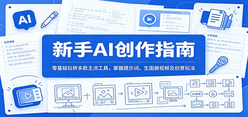 新手AI创作指南：零基础玩转多款主流工具，掌握提示词、生图做视频及创意玩法-Ai创业网