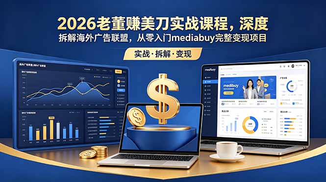 2026老董赚美刀实战课程，深度拆解海外广告联盟，从零入门mediabuy完整变现项目-Ai创业网