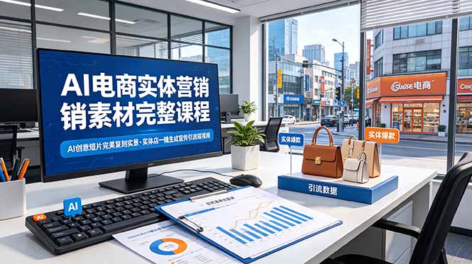 AI电商实体营销素材完整课程，AI创意短片完美复刻实景，实体店一键生成宣传引流短视频-Ai创业网