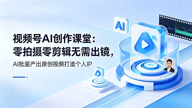 视频号AI创作课堂：零拍摄零剪辑无需出镜，AI批量产出原创视频打造个人IP-Ai创业网