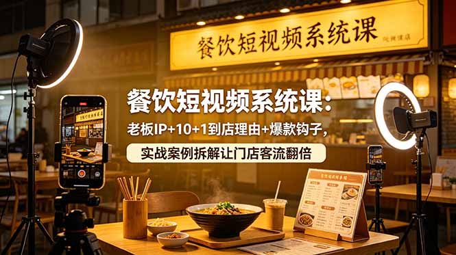 餐饮短视频系统课：老板IP+10+1到店理由+爆款钩子，实战案例拆解让门店客流翻倍-Ai创业网