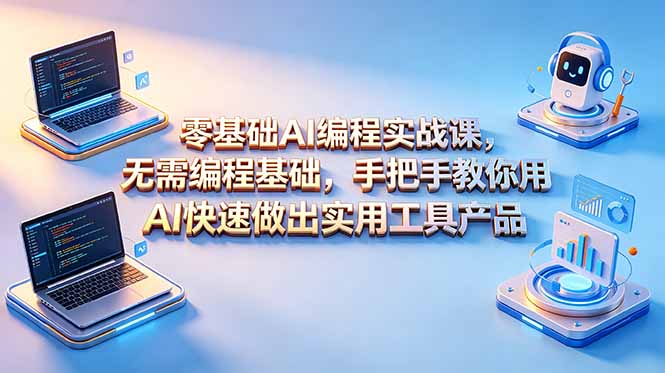 零基础AI编程实战课-更新，无需编程基础，手把手教你用AI快速做出实用工具产品-Ai创业网