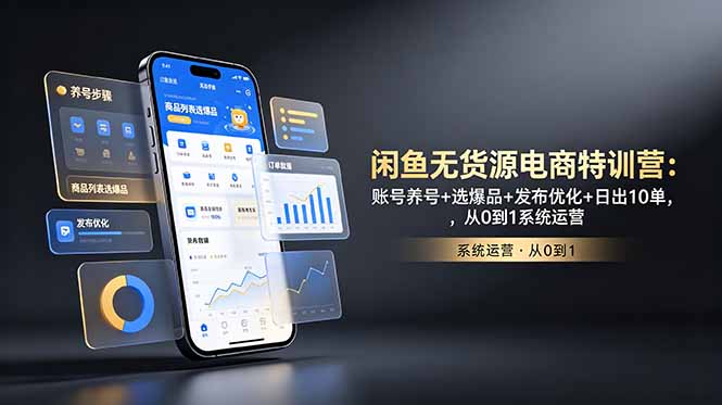 闲鱼无货源电商特训营：账号养号+选爆品+发布优化+日出10单，从0到1系统运营-Ai创业网