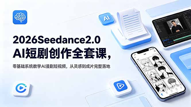 2026Seedance2.0AI短剧创作全套课，零基础系统教学AI漫剧短视频，从灵感到成片完整落地-Ai创业网