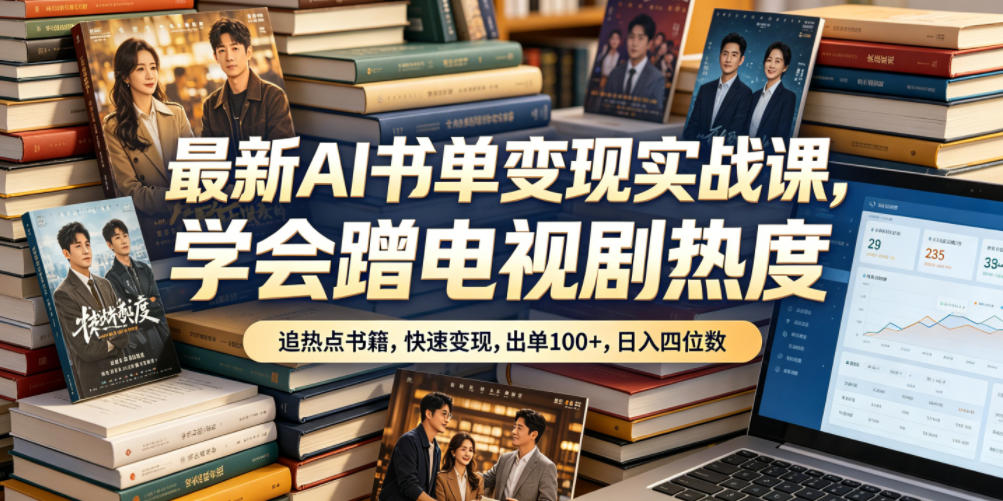 最新AI书单变现实战课，学会蹭电视剧热度，追热点书籍，快速变现，出单100+，日入四位数-Ai创业网