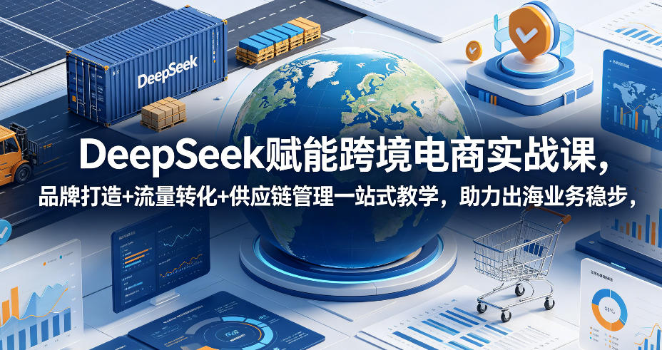 DeepSeek赋能跨境电商实战课，品牌打造+流量转化+供应链管理一站式教学，助力出海业务稳步发展-Ai创业网