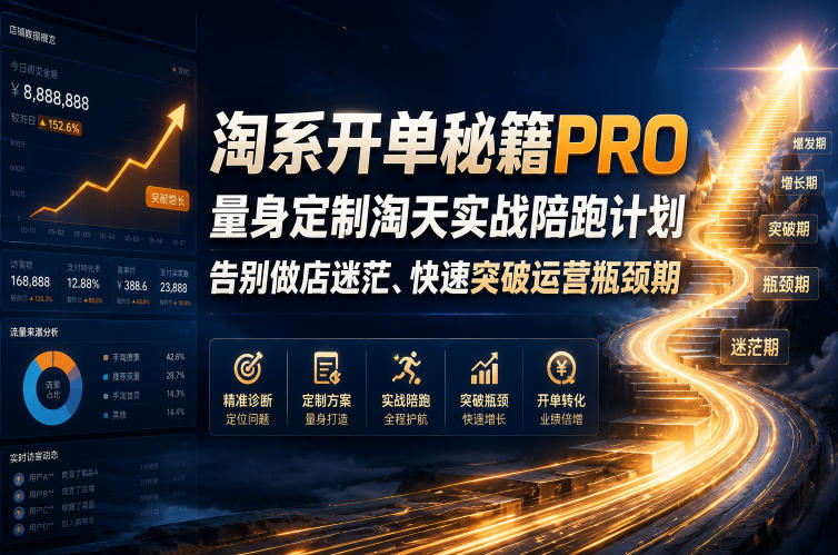 淘系开单秘籍PRO，量身定制淘天实战陪跑计划，告别做店迷茫、快速突破运营瓶颈期(2026年6月11)-Ai创业网