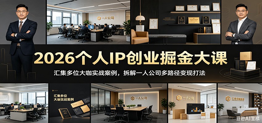 2026个人IP创业掘金大课：汇集多位大咖实战案例，拆解一人公司多路径变现打法-Ai创业网