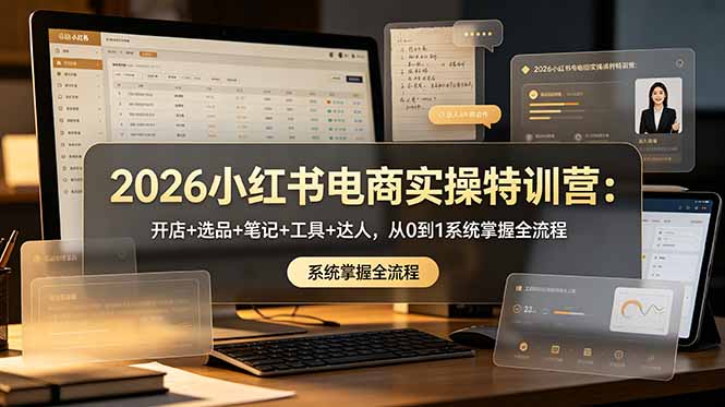 2026小红书电商实操特训营：开店+选品+笔记+工具+达人，从0到1系统掌握全流程-Ai创业网