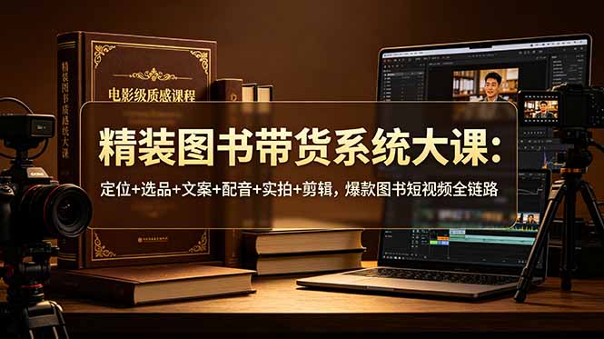 精装图书带货系统大课：定位+选品+文案+配音+实拍+剪辑，爆款图书短视频全链路-Ai创业网