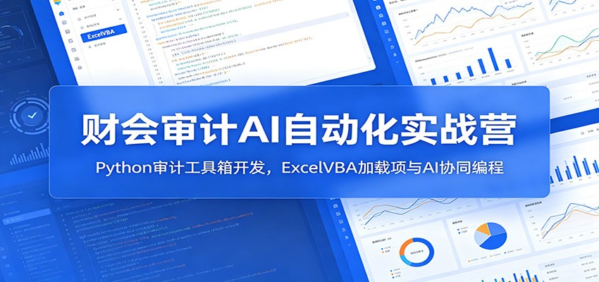 财会审计AI自动化实战营：Python审计工具箱开发，ExcelVBA加载项与AI协同编程-Ai创业网