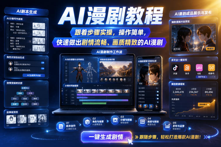 AI漫剧教程，跟着步骤实操，操作简单，快速做出剧情流畅、画质精致的AI漫剧-Ai创业网