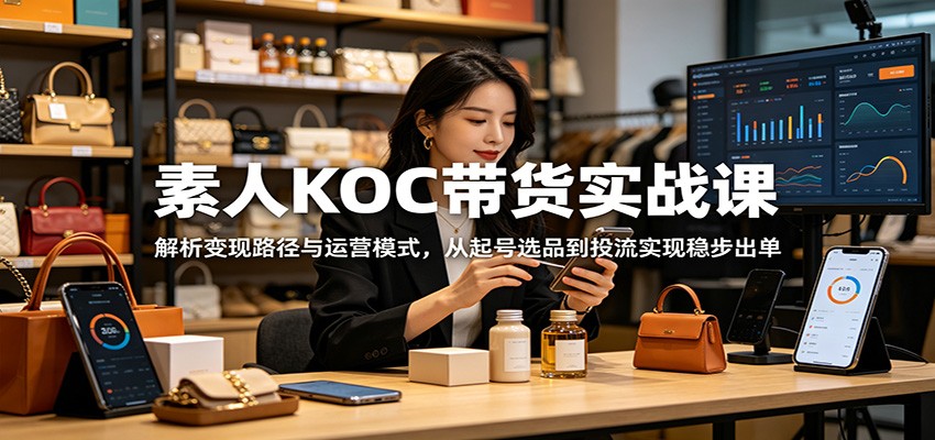 素人KOC带货实战课：解析变现路径与运营模式，从起号选品到投流实现稳步出单-Ai创业网