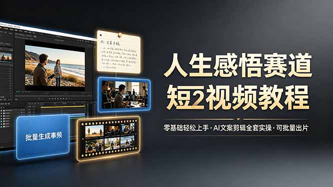 人生感悟赛道短视频教程，零基础轻松上手，AI文案剪辑全套实操可批量出片-Ai创业网