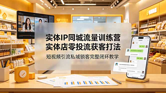 实体IP同城流量训练营：实体店零投流获客打法，短视频引流私域锁客完整闭环教学-Ai创业网