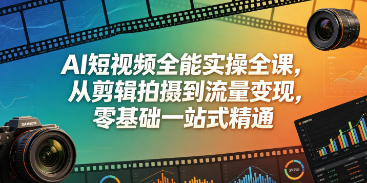 AI短视频全能实操全课，从剪辑拍摄到流量变现，零基础一站式精通-Ai创业网