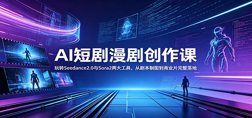AI短剧漫剧创作课：玩转Seedance2.0与 Sora2两大工具，从剧本制图到商业片完整落地-Ai创业网