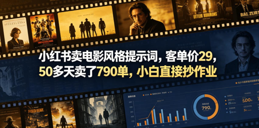 小红书卖电影风格提示词，客单价29，50多天卖了790单，小白直接抄作业！-Ai创业网