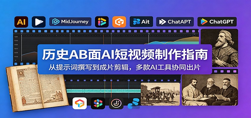 历史AB面AI短视频制作指南：从提示词撰写到成片剪辑，多款AI工具协同出片-Ai创业网