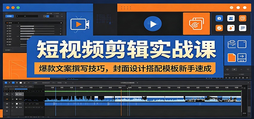 短视频剪辑实战课：爆款文案撰写技巧，封面设计搭配模板新手速成-Ai创业网