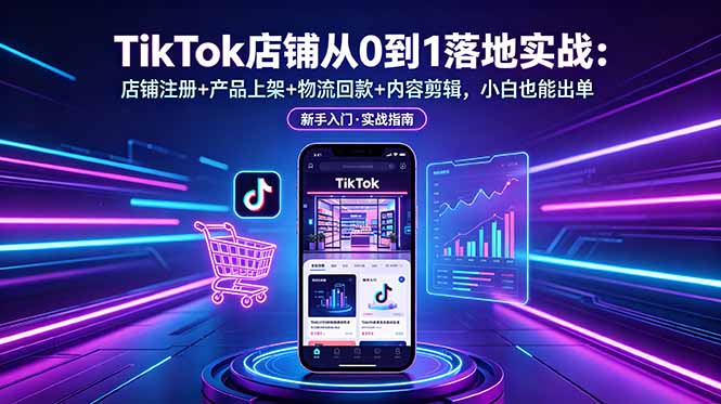 TikTok店铺从0到1落地实战：店铺注册+产品上架+物流回款+内容剪辑，小白也能出单-Ai创业网