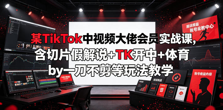 某TikTok中视频大佬会员实战课，含切片假解说+TK开中+体育by一刀不剪等玩法教学-Ai创业网