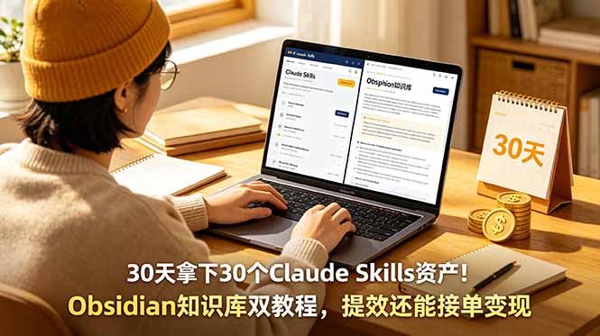30天拿下30个Claude Skills资产！Obsidian知识库双教程，提效还能接单变现-Ai创业网