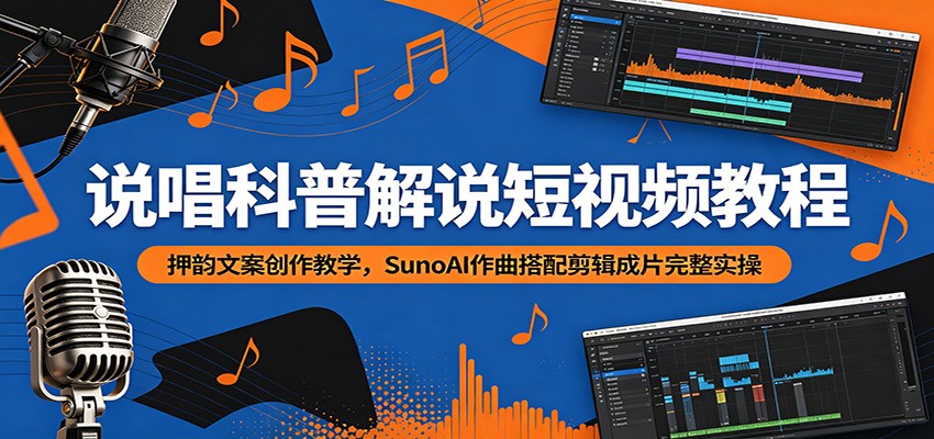 说唱科普解说短视频教程：押韵文案创作教学，SunoAI作曲搭配剪辑成片完整实操-Ai创业网