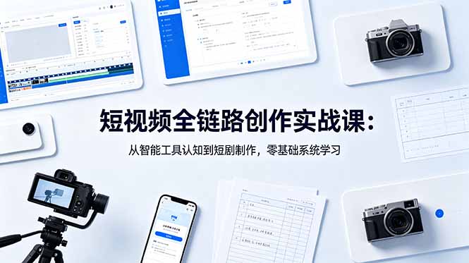 短视频全链路创作实战课：从智能工具认知到短剧制作，零基础系统学习-Ai创业网