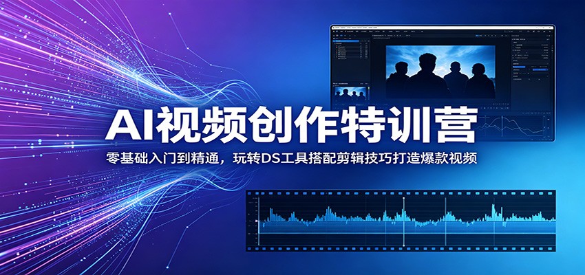 AI视频创作特训营：零基础入门到精通，玩转DS工具搭配剪辑技巧打造爆款视频-Ai创业网