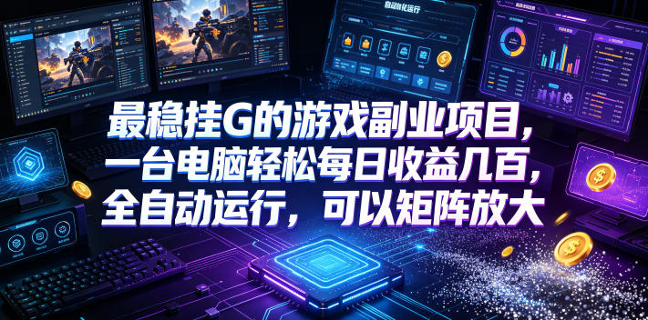 最稳挂G的游戏副业项目，一台电脑轻松每日收益几百，全自动运行，可以矩阵放大【揭秘】-Ai创业网