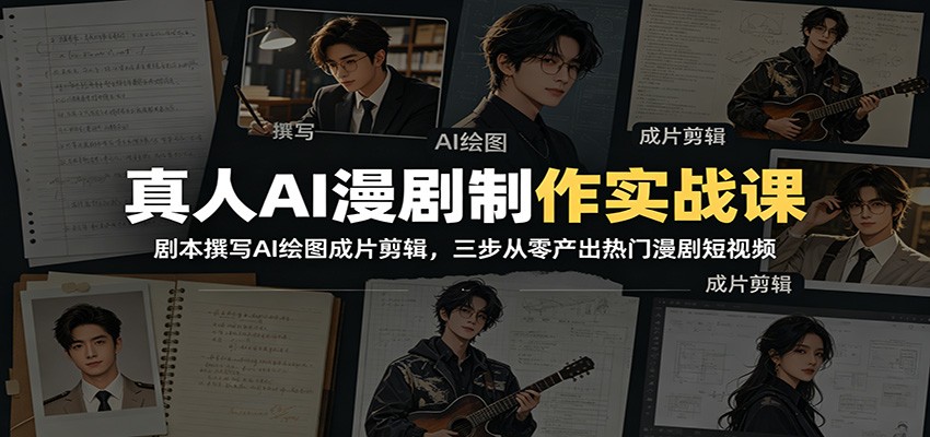真人AI漫剧制作实战课：剧本撰写AI绘图成片剪辑，三步从零产出热门漫剧短视频-Ai创业网