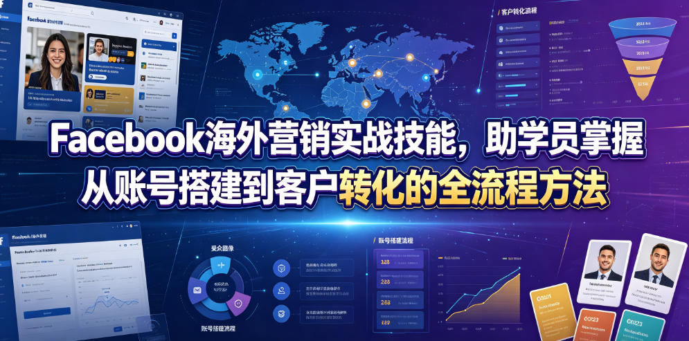 Facebook海外营销实战技能，助学员掌握从账号搭建到客户转化的全流程方法-Ai创业网
